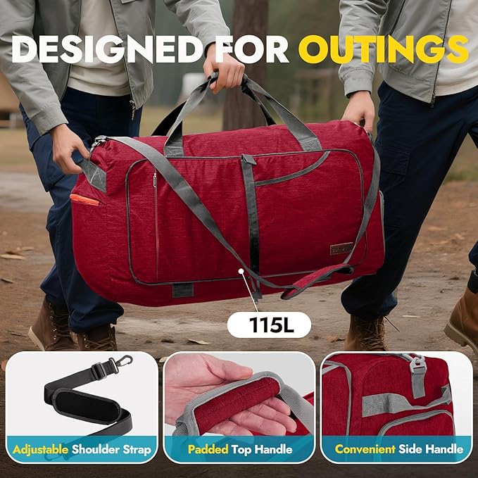 Canway 85L Travel Duffel Bag, Foldable Weekender Bag with Shoes Compartment for Men Women Water-proof & Tear Resistant