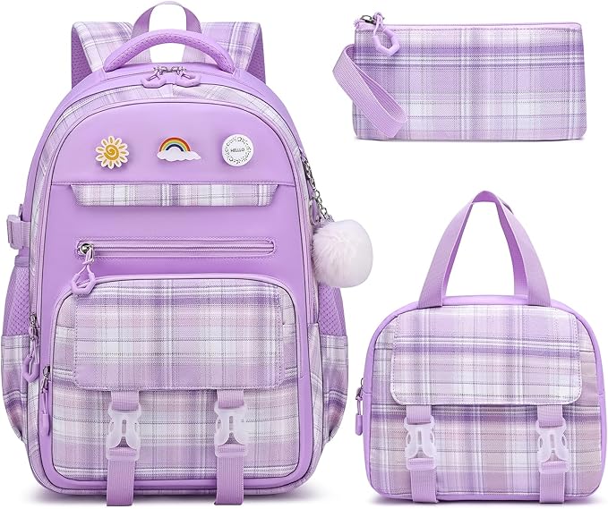 MOMUVO Girls Backpack with Lunch Box, Backpacks for Teen Girls, Backpack and Lunch Box Set