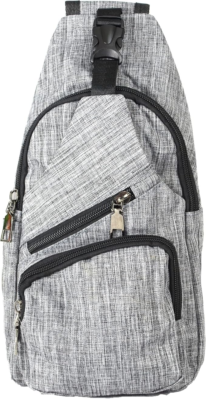 Anti-Theft Daypack Crossbody Sling Backpack, USB Charging, Lightweight Day Pack for Travel, Hiking, Everyday, Regular, Gray