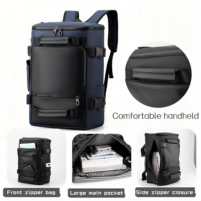 Carry On Backpack Travel Backpack for Men & Women, Durable Convertible Duffle Bag Fit for 16 Inch Laptop for Fitness, Travel (Dark blue)