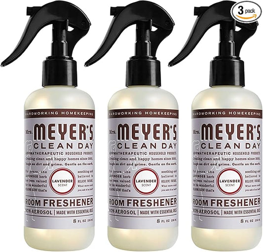 MRS. MEYER'S CLEAN DAY Lavender Air Freshener Spray for Bathrooms, Aromatherapeutic Homekeeping with Essential Oils, Non-Aerosol, Garden-Inspired Scent, 8 fl oz (Pack of 3)