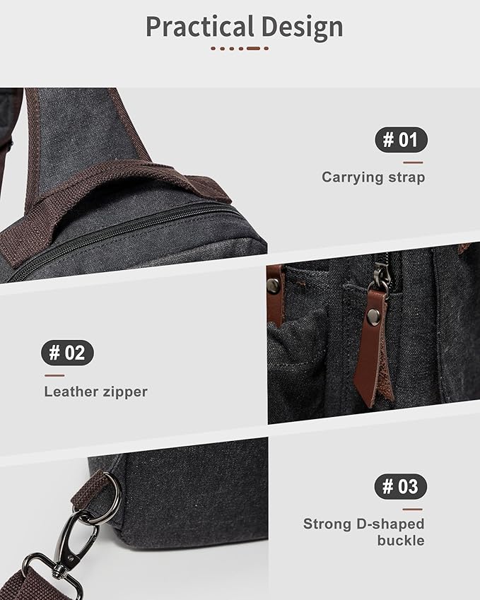 Messenger bag for Men,Small Sling Crossbody Backpack Shoulder Bag for Men Women,canvas Strap Backpack Sling Bag