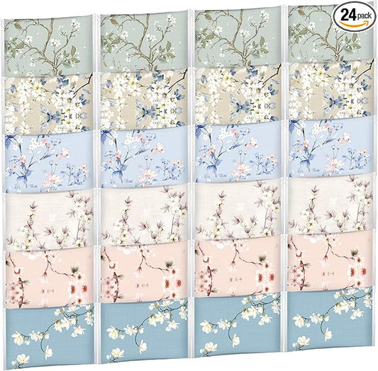 24 Packs Travel Size Tissue Pocket Slim Pack Facial 3 Ply Wallet Size Pocket Tissues for Travel Wedding Party Favors, 6 Styles(Colored Flowers)