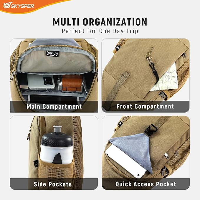 SKYSPER Sling Bag RFID Cross Body Bag Recycled Crossbody Backpack Travel Daypack