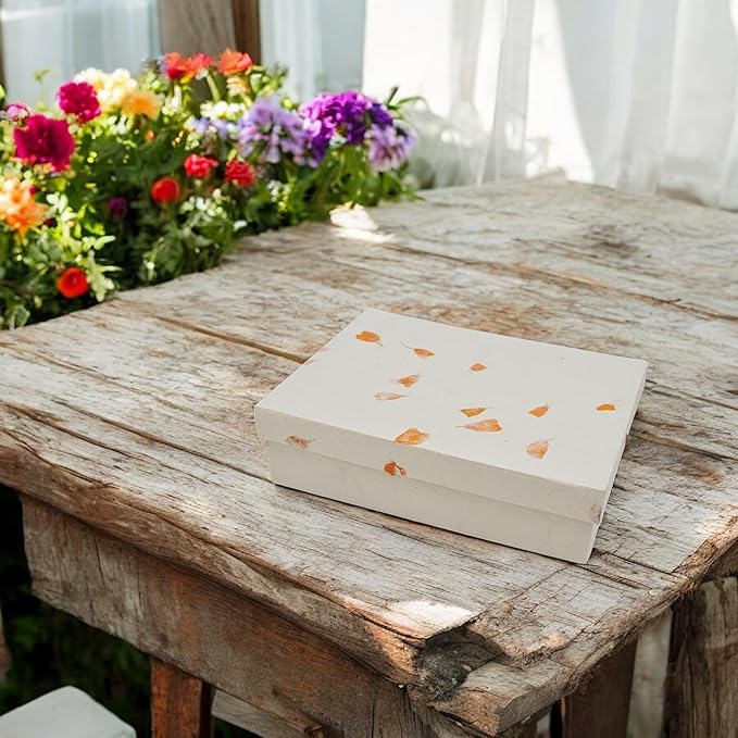 Kathmandu Valley Co. Nepali Cherish Greeting Card & Envelope Box Set with Handmade Lokta Paper from Nepal, 15 Cards (Marigold)