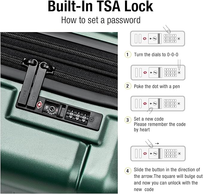 KYME Green Carry On Luggage 22x14x9 Airline Approved Expandable 20 Inch Hardshell Carry On Suitcase with Wheels TSA Lock Small Travel Rolling Luggage with Cup Holder for Men Women
