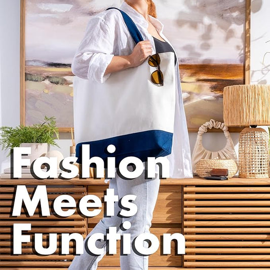 Carrywell |Not Made in China| 6 Pack Cotton Tote Bags, Reusable Grocery Shopping Bag, Durable 13oz Organic Cloth w/Handles