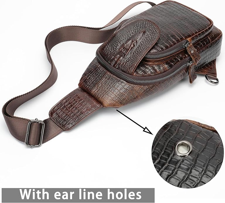 LUKZIJAES Genuine Leather Sling Bag for Men