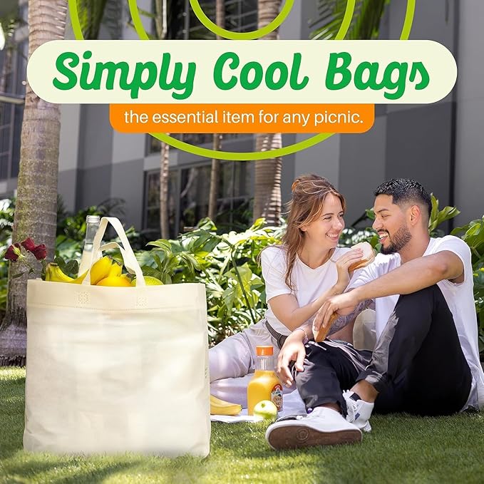 Simply Cool 200 Pack Medium Reusable Eco-Friendly Grocery Shopping Bags 12.6"x6.3"x11.8" Durable Recyclable Washable Foldable Portable Tote Bags Bulk