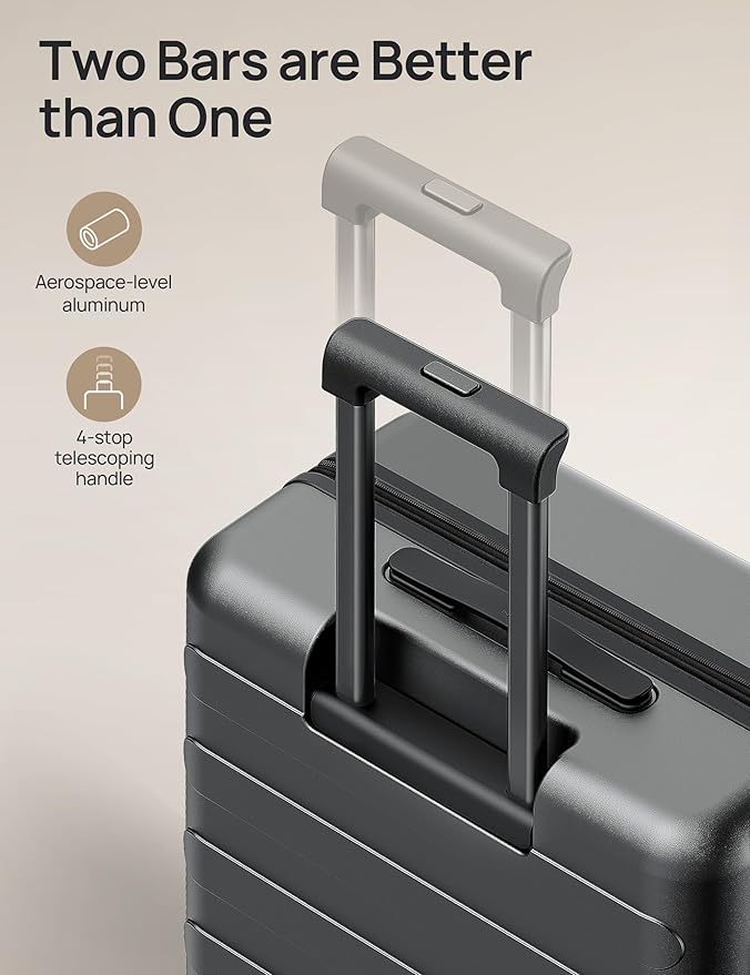 NINETYGO Large Checked Luggage 28 Inch, Checking In Luggage with Smooth Spinner Wheels, Expandable, Hard Shell PC Suitcase, Lightweight Travel Luggage, TSA Approved (Black, Rhine Max)