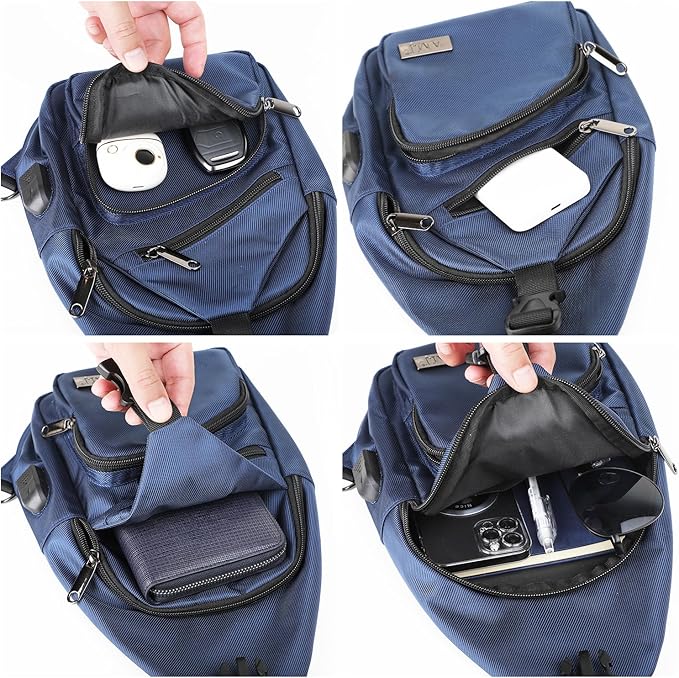 AMJ Crossbody Sling Bag Men Women, Casual Shoulder Backpack, Chest Daypack Satchel for Hiking Travel