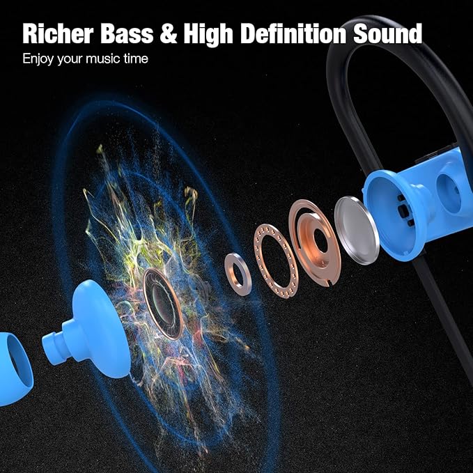 Boean Wireless Earbuds, Bluetooth Headphones 5.3, Wireless Headphones with 16Hrs Playtime IPX7 Waterproof in-Ear Earphones, Deep Bass Stereo Earbuds with Microphone for Gym Running Home Workout