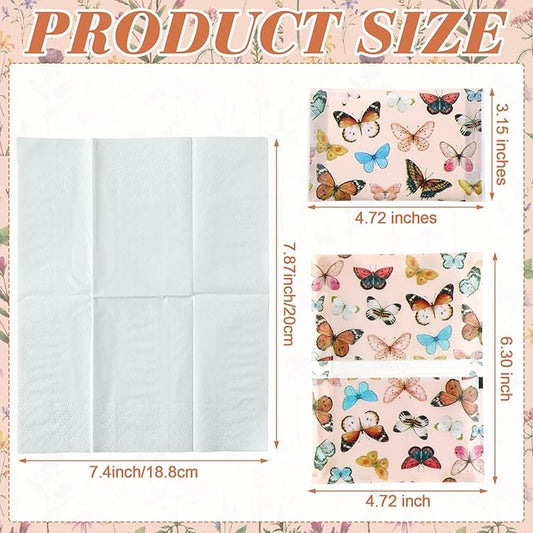 PerKoop 100 Pack Pocket Tissues Travel Slim Packs Small Facial Tissues Wallet Size Toilet Paper for Travel Guest Wedding Supplies, 4 Styles(Plants)