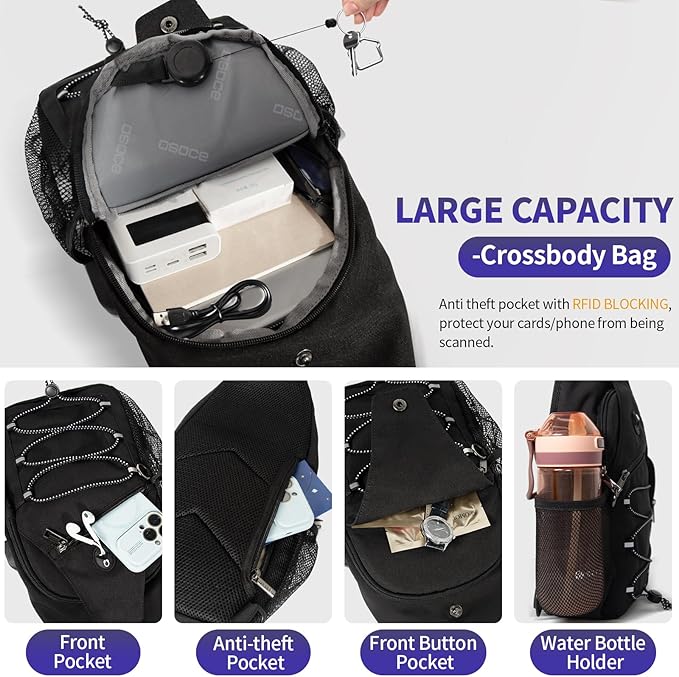 Crossbody Bags for Men and Women, RFID Anti Theft Zipper Sling Bags for Special Occasions.