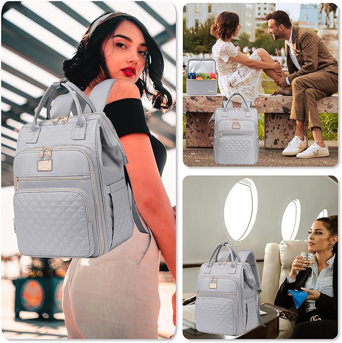 Weitars Lunch Backpack For Women,15.6 Inch Laptop Backpacks For Womens Back pack, Travel Backpacks,Work Backpack For Women (Gray)