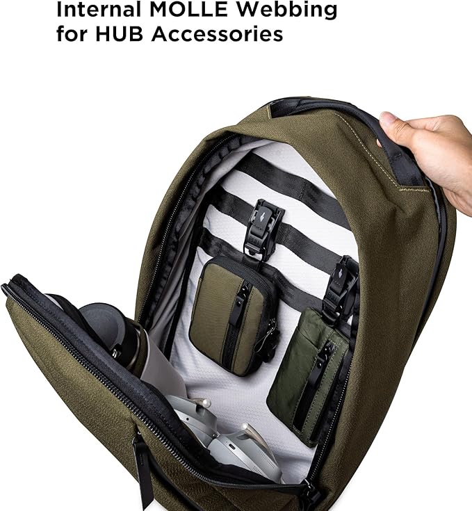 ALPAKA Metro Backpack Pro for Men - Fits 15.6" Laptop Business Travel Backpack with YKK Zippers, MOD Key Leash,Axoflux 600D (Army Green)