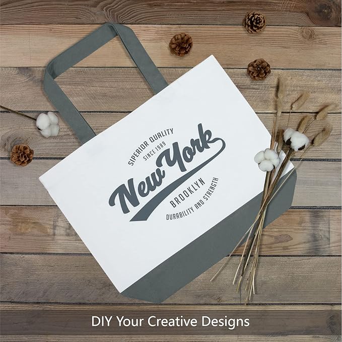 TOPDesign 1-Pack Super Strong Large 12oz Cotton Canvas Tote Bag, Reusable Grocery Shopping Cloth Bag, Fashionable Two-Tone Tote for Crafts, DIY Your Creative Designs