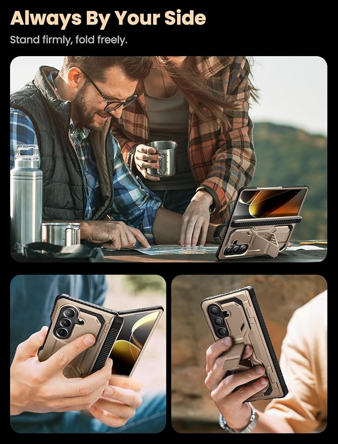 i-Blason Armorbox for Samsung Galaxy Z Fold 7 Case with Stand [Tempered Glass Screen Protector] [Hinge Protection] Full-Body Heavy Duty Rugged Shockproof Protective Case for Z Fold 7 (Desert)