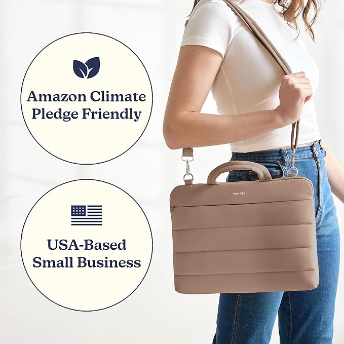 Vandel 15-16 inch Laptop Carrying Case Sleeve with Strap, Shoulder Bag with Handle, 16 in Laptop Bag for Women, MacBook Air 15 Inch Carrying Case, MacBook Pro 16, 15.6 in HP, Dell Lap top Messenger