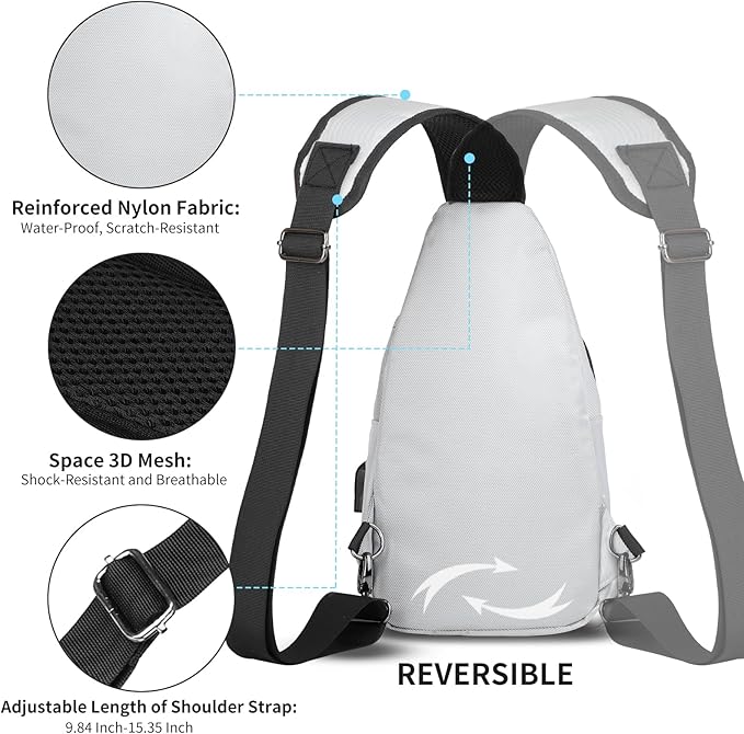 AMJ Crossbody Sling Bag Men Women, Casual Shoulder Backpack, Chest Daypack Satchel for Hiking Travel