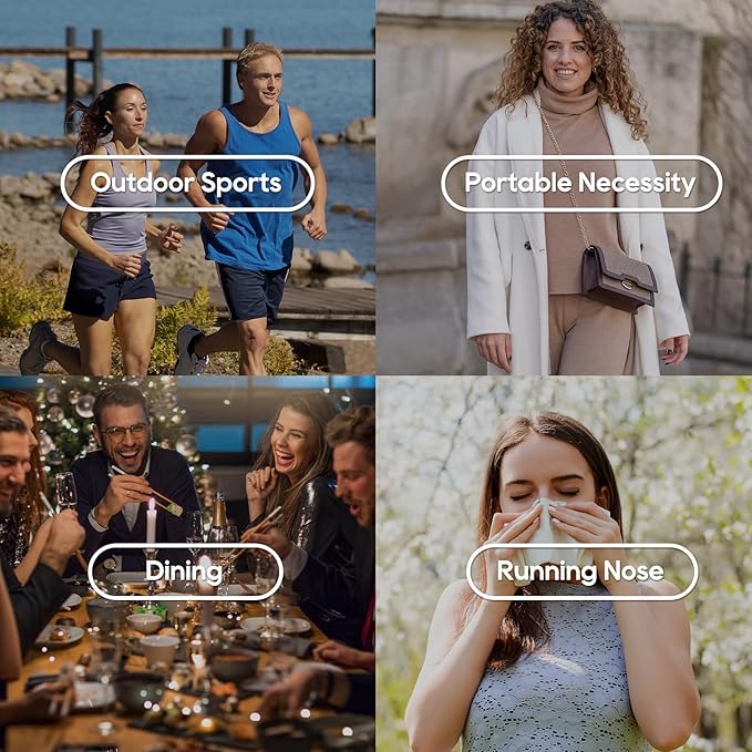 ECO BOOM Soft Pocket Tissues, Travel Size, 3-Ply, Hypoallergenic, 144 Packs, Eco-Friendly Facial Tissues for Car, Purse, and School