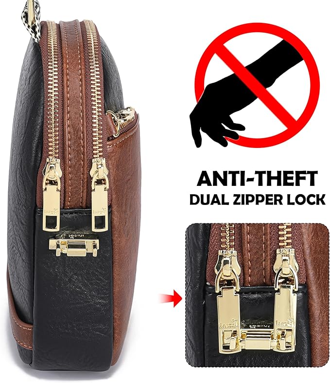 INICAT RFID Blocking Sling Bag Leather Crossbody Bags for Women Fanny Pack Cross Body for Woman Chest Bag for Travel 1.9L