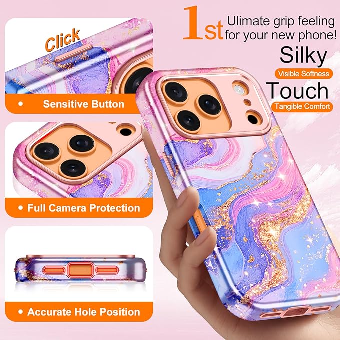 Btscase for iPhone 17 Pro Case [Compatible with Magsafe] [Military-Grade Drop Protection] Slim Anti-Scratch Smooth Touch TPU Bumper Shockproof Magnetic Phone Case for Women Girls Men, Pink