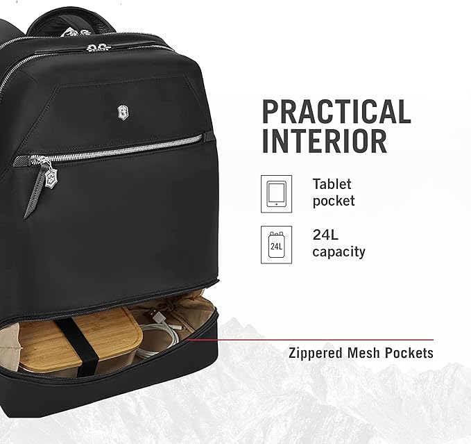 Victorinox Victoria Signature Deluxe Backpack - Professional Laptop Backpack for Women - Holds Computer & Tablet - Includes Clutch - 18 Liters, Black