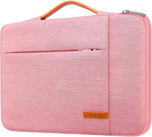 Lacdo 360° Protective 15-15.6 Inch Laptop Sleeve Case for Acer HP Lenovo Dell ASUS Laptop, Acer Aspire 15, HP Pavilion 15, Dell Inspiron 15, Lenovo IdeaPad 15, ASUS ZenBook 15 Computer Bag, Peach