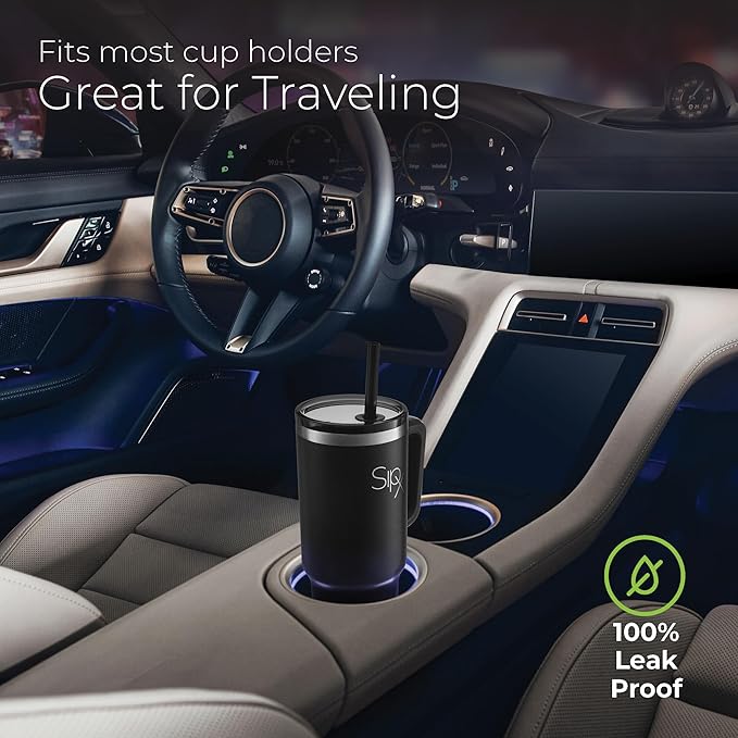 SIPX™ Insulated Tumbler With Lid And Straw, 40oz. Tumbler With Handle Keeps Cold 12 Hours, Water Bottle Thermos With Lid, BPA-Free Reusable Insulated Coffee Tumblers, Travel Mug Great For Beach Party