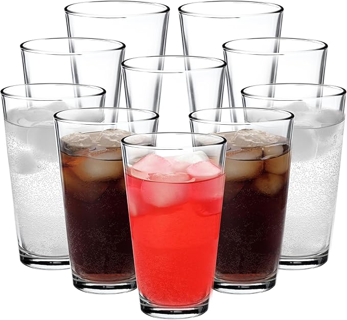 DISCOUNT PROMOS Arc Pint Glass 16 oz. Set of 10, Bulk Pack - Beer Glasses, Heavy Duty Drinkware - Clear