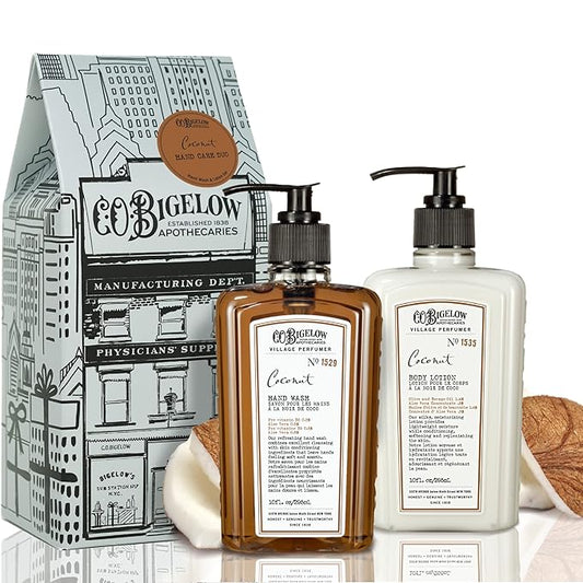 C.O. Bigelow Coconut Apothecary Duo Hand Care Gift Set, Hand Wash & Body Lotion, Liquid Soap & Moisturizing Lotion, Set of 2, 10 Fl Oz