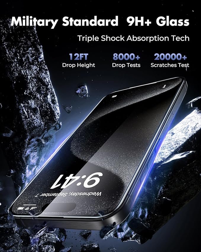 UNBREAKcable 3-Pack Screen Protector for iPhone 15 Pro Max Tempered Glass - [One-Pull Perfection] [Auto Dust-Elimination] [9H+ Hardness] [99.99% HD Clear] Full Coverage for iPhone 6.7 inch