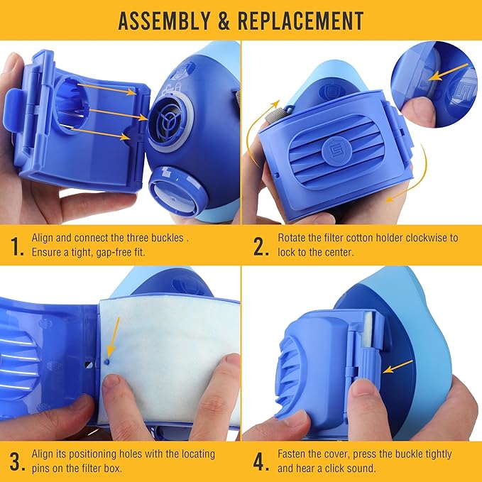 Reusable Half Face Respirator Mask with 6 Filter,2818 Food-Grade Silicone Mask for Painting, Welding, Sanding,Dust,Mold