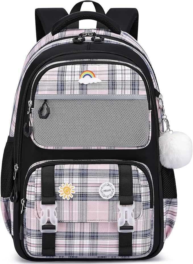MOMUVO Girls Backpack with Lunch Box, Backpack and Lunch Box Set, School Bags for Girls Kindergarten Elementary Preschool Middle