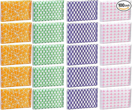 PerKoop 100 Pack Pocket Tissues Travel Slim Packs Small Facial Tissues Wallet Size Toilet Paper for Travel Guest Wedding Supplies, 4 Styles (Irregular Style)
