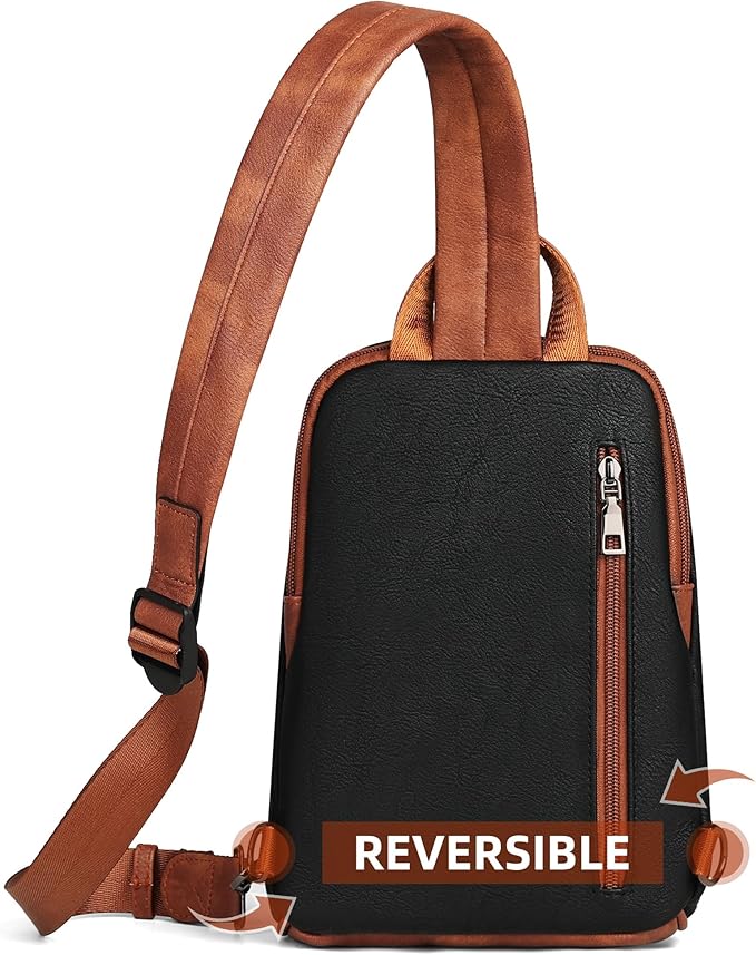 FADEON Sling Bag for Women, Crossbody Purse with Tassels, Designer Leather Shoulder Chest Bags for Travel