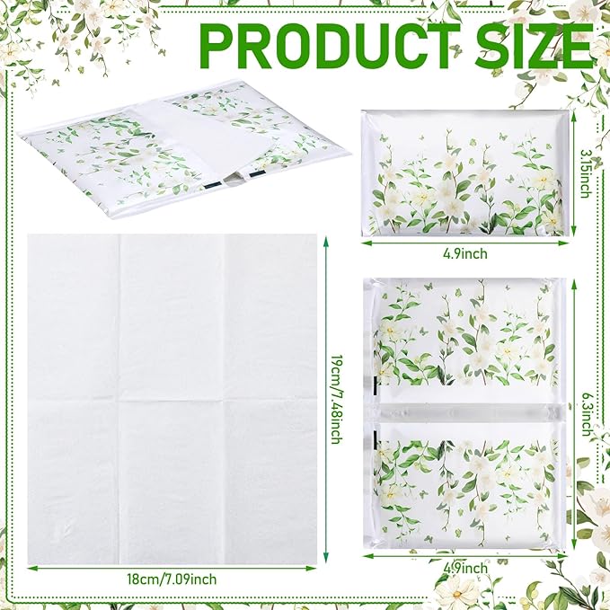 50 Pack Winter Magnolia Flower Pocket Tissues Individual Packs Bulk 3 Ply Magnolia Floral Wallet Travel Facial Tissues Packets for Winter Christmas Wedding Party Supplies