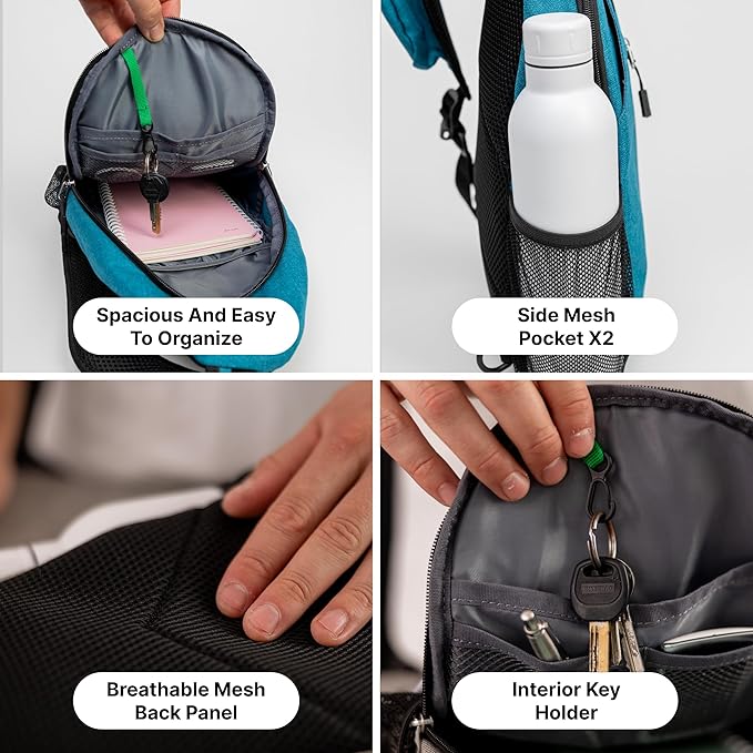 |Not Made In China| Crossbody Sling Backpack, Sling Bag For Travel and Hiking, Anti-Theft Chest Bag