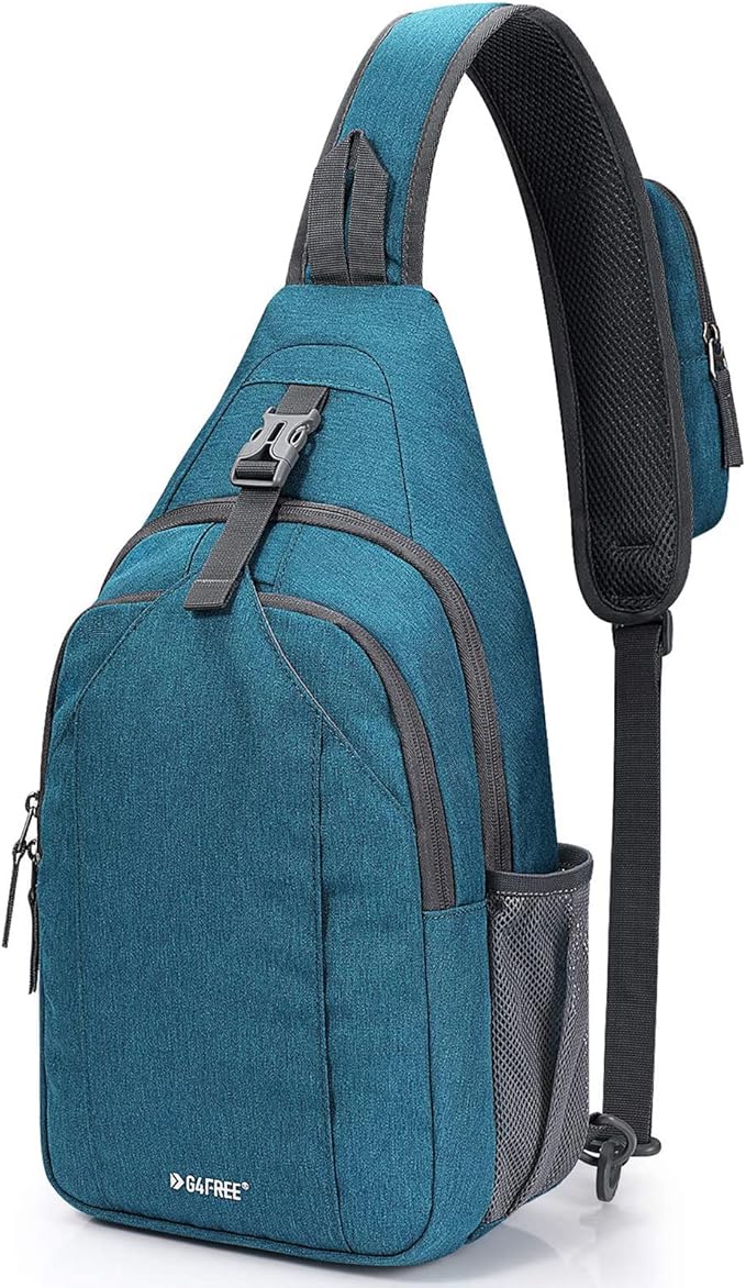 G4Free Sling Bag RFID Blocking Sling Backpack Crossbody Chest Bag Daypack for Hiking Travel(Teal Blue)