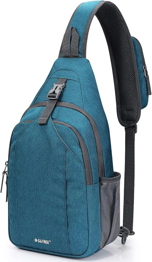 G4Free Sling Bag RFID Blocking Sling Backpack Crossbody Chest Bag Daypack for Hiking Travel(Teal Blue)