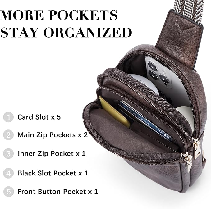 BOSTANTEN Small Sling Bag Crossbody Bags for Women Trendy Crossbody Purse Leather Chest Bag