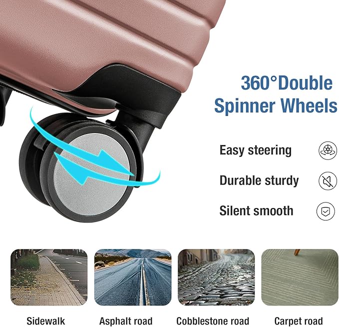 KYME Carry On Luggage 22x14x9 Airline Approved with TSA Lock Hard Shell Carry On Suitcase Lightweight Suitcases with Wheels Small Luggage for Men Women,Carry-On 20 Inch,Rose Gold