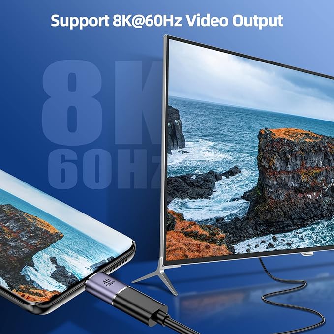 USB C Adapter (7 Pack) with 100W 40 Gbps 8K 60Hz, 90 Degree Right Angle, Straight, Female to Male, USB C Extender for TB3/4, MacBook Pro/Air, Steam Deck and More Type C Devices