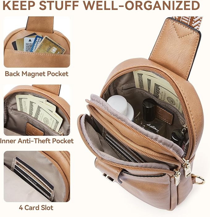 BOSTANTEN Small Sling Bag Crossbody Bags for Women Trendy Crossbody Purse Leather Chest Bag