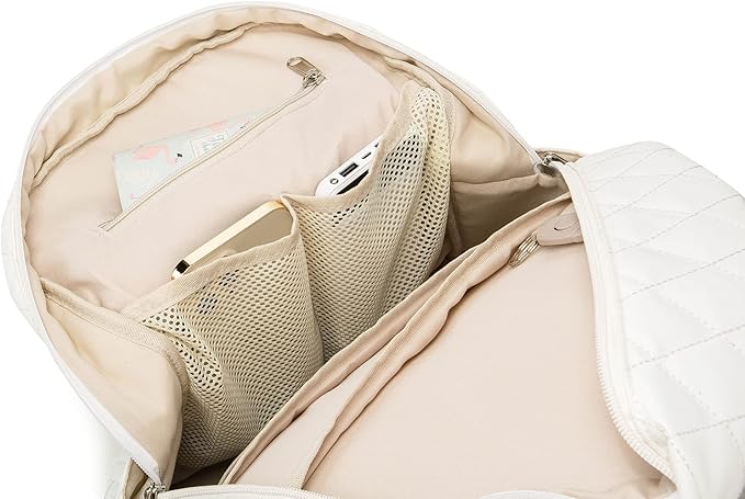 Kinmac Laptop Backpack with Massage Cushion Straps and USB Charging Port for Laptop Up to 15.6 Inch Men Women Travel Outdoor Backpack (White)