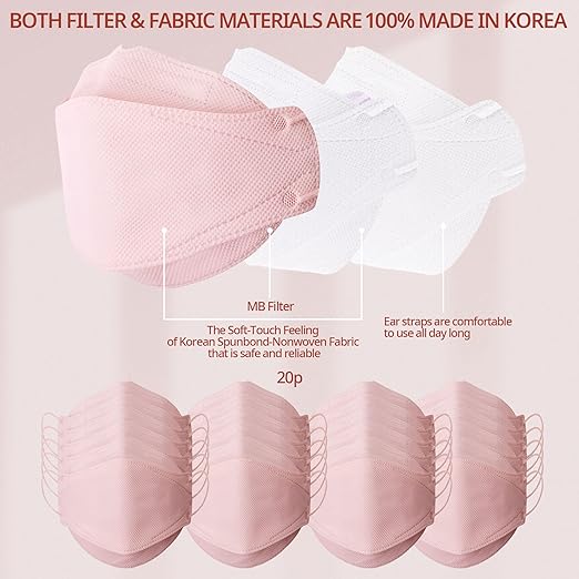 AIRAID-KF94 [Individually Wrapped] - Made in Korea, 3D Multicolor Packs, Face Protective Mask, Adult and Older Teens (Pink-20P)