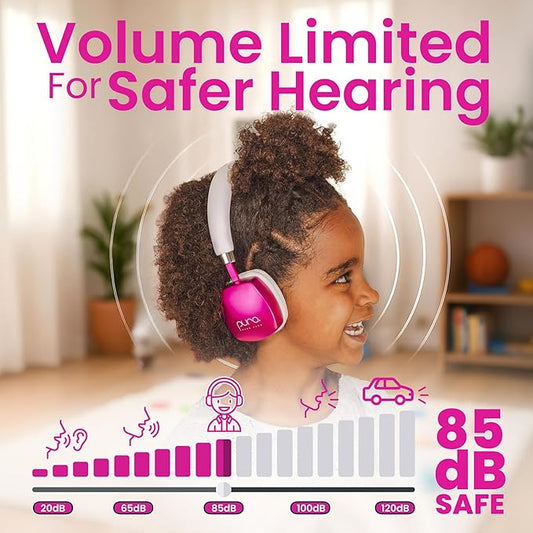 Puro Sound Labs PuroQuiet Plus Noise Cancelling Headphones for Kids, Bluetooth Kids On Ear Headphones with Mic, Lightweight On-Ear Design, Studio-Grade Sound (Pink)