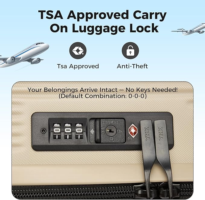 20 Inch Carry On Luggage, Hardside Lightweight Spinner Suitcase with TSA Lock, 22x14x9 Airline Approved Hard Shell Travel Suitcase with Wheels, Scratch Resistant (Light Gold, 20 Inch)