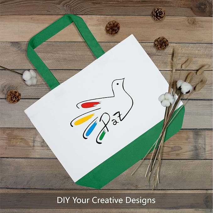 TOPDesign 3-Pack Super Strong Large 12oz Cotton Canvas Tote Bags, Reusable Grocery Shopping Cloth Bags, Fashionable Two-Tone Totes for Crafts, DIY Your Creative Designs